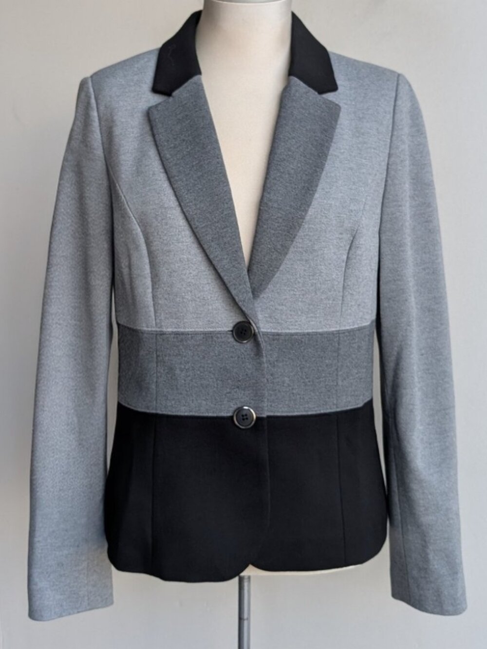 Laura Striped Colourblock Gray Blazer Jacket